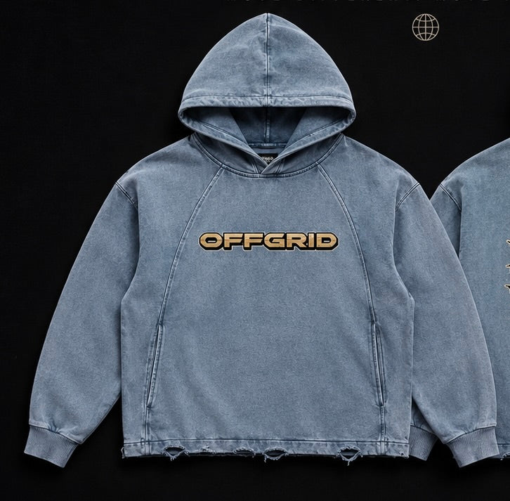 Vintage Washed Frayed-Hem Hoodie