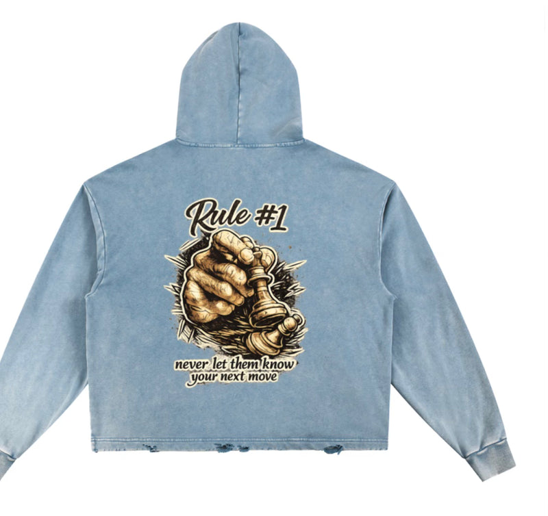 Vintage Washed Frayed-Hem Hoodie