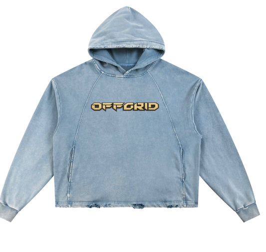 Vintage Washed Frayed-Hem Hoodie